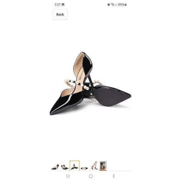 New 8.5 Dream Pairs Black Pearl High Heel Stiletto Elegant D'orsay Dress Shoes - Picture 2 of 11